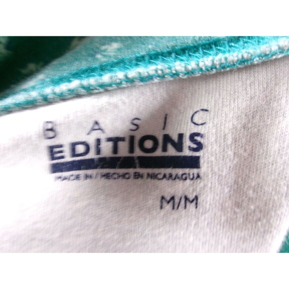 Basic Editions Top Women Medium Green Ditzy Floral Turtleneck Capsule Office Day - Picture 6 of 11